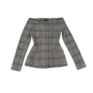Theory Plaid Off-Shoulder Women's Jacket Size 4